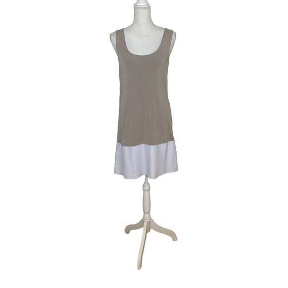 Bailey 44 Dress Genuine Leather Trim Jersey Stretch Knit Tank Dress Womens M - Picture 3 of 8